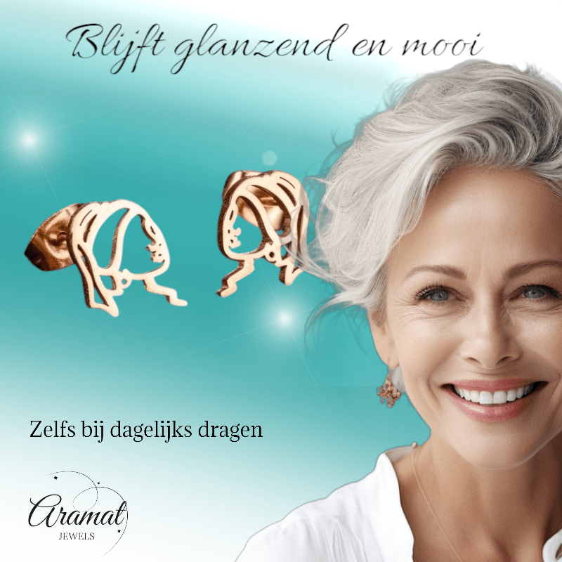 Oorstekers Meisje met de Parel – Rosékleurig RVS - oor6392 - 638456 - Oorbellen kopen# - 12mm - alles - cadeau
