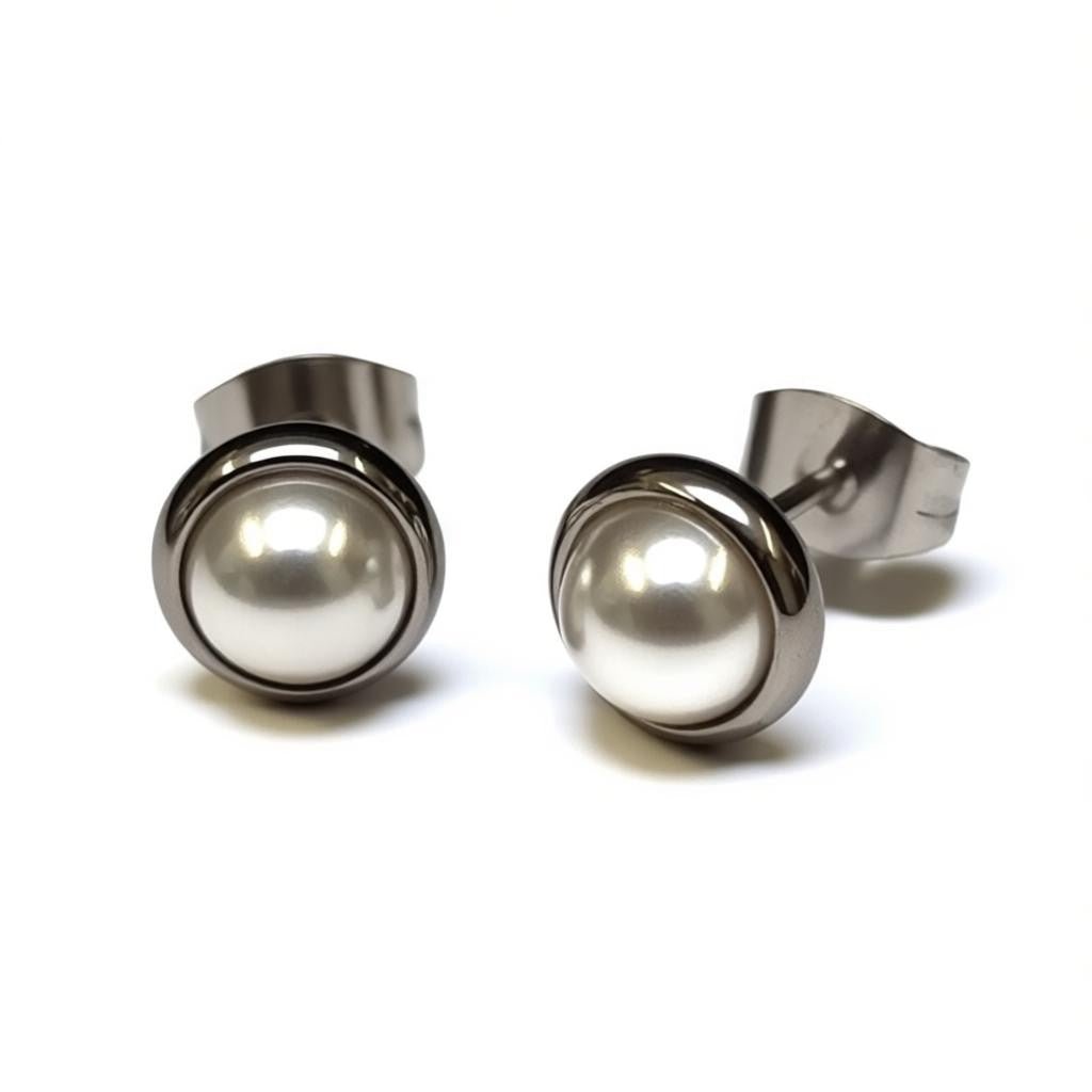 Oorstekers – Parel Wit Staal (8mm) - Aramat Jewels - Oorbellen - cadeautip