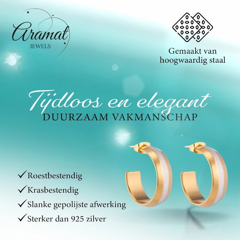 Oorstekers – Staal Hoepel Bicolor Mat (22mm) - Aramat Jewels - Oorringen - cadeautip