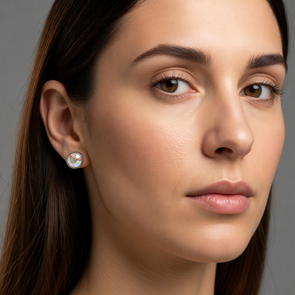 Oorstekers – Staal Kristal AB Transparant Zilverkleur (8mm)