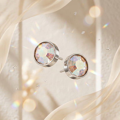 Oorstekers – Staal Kristal AB Transparant Zilverkleur (8mm)