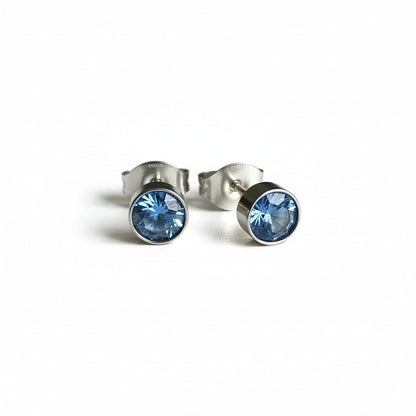 Oorstekers – Staal Kristal Blauw Zilverkleur (5mm) - Aramat Jewels - Oorbellen - cadeautip