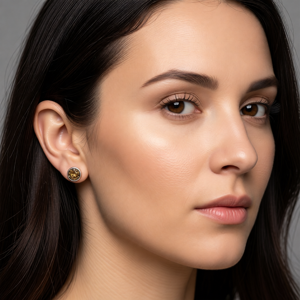 Oorstekers – Staal Kristal Bruin Zilverkleur (8mm)