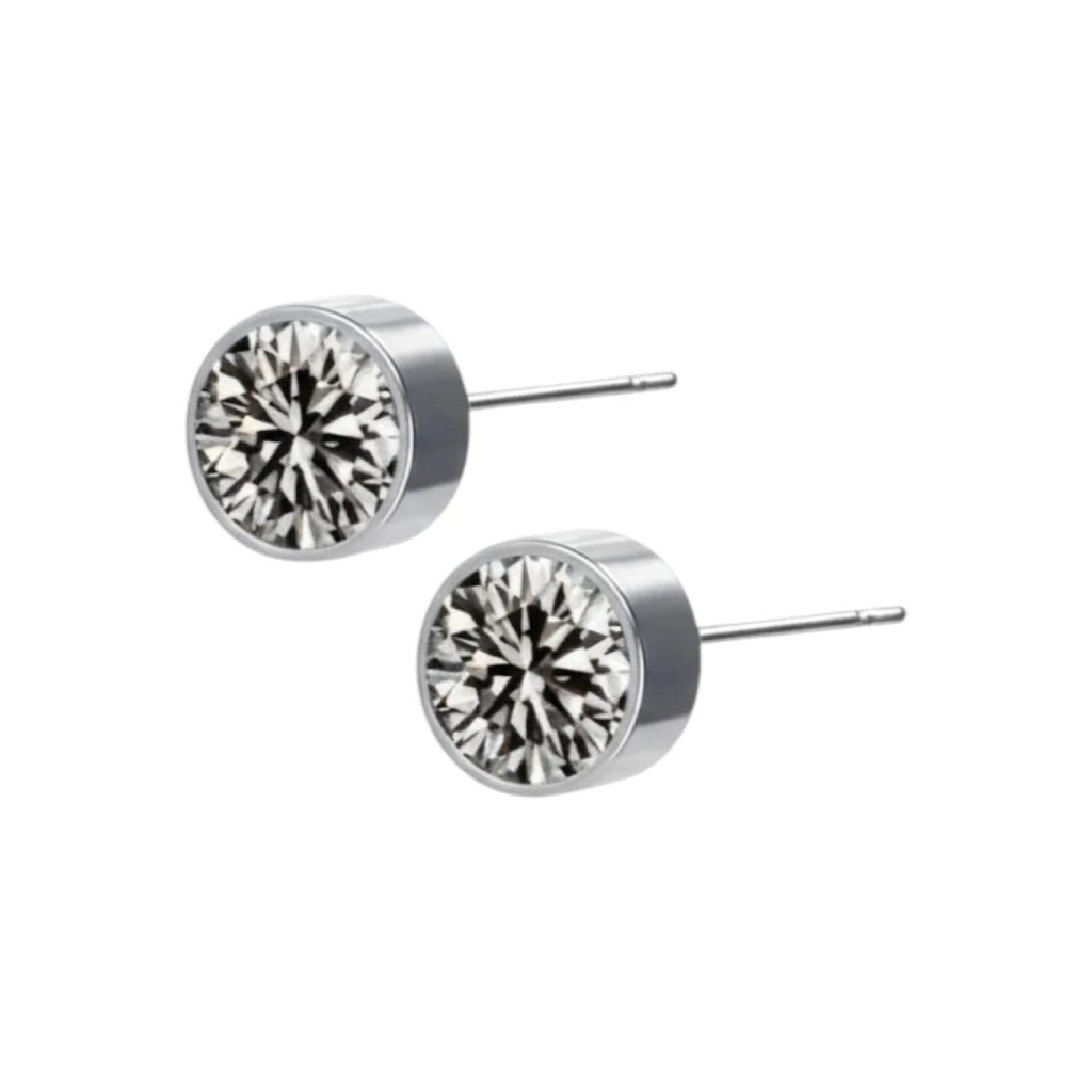 Oorstekers – Staal Kristal Grijs Zilverkleur (6mm) - Aramat Jewels - Oorbellen - cadeautip