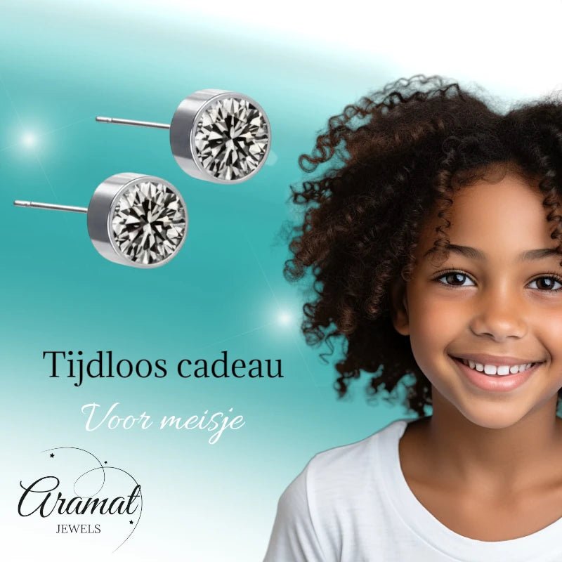 Oorstekers – Staal Kristal Grijs Zilverkleur (6mm) - Aramat Jewels - Oorbellen - cadeautip
