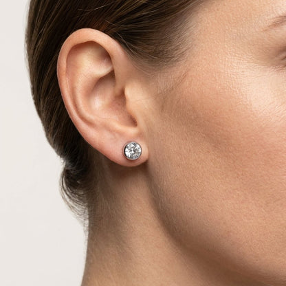 Oorstekers – Staal Kristal Transparant Zilverkleur (10mm) - Aramat Jewels - Oorbellen - cadeautip