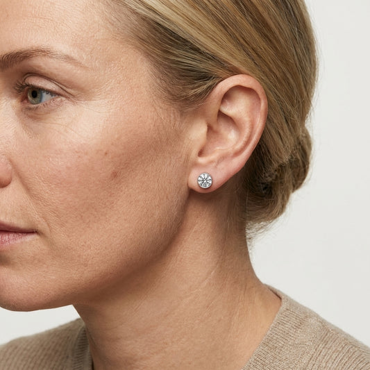 Oorstekers – Staal Kristal Transparant Zilverkleur (6mm)