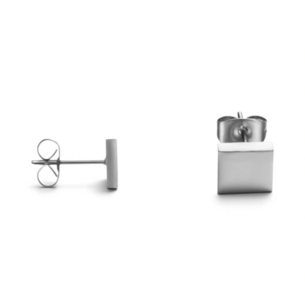 Oorstekers – Staal Vierkant Zilverkleurig (7mm) - Aramat Jewels - Oorbellen - cadeautip