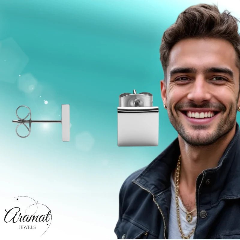 Oorstekers – Staal Vierkant Zilverkleurig (8mm) - Aramat Jewels - Oorbellen - cadeautip