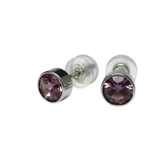 Oorstuds – Staal Kristal Licht Paars Zilverkleur (5mm) - Aramat Jewels - Oorbellen - cadeautip