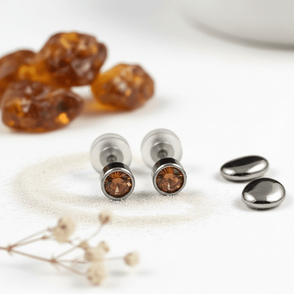 Oorstuds – Staal Kristal Topaas Zilverkleur (4mm) - Aramat Jewels - Oorbellen - cadeautip