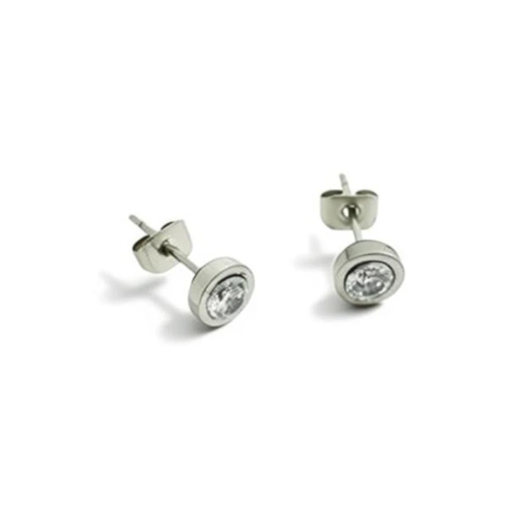 Oorstuds – Staal Zirkonia Transparant Zilverkleur (6mm) - Aramat Jewels - Oorbellen - cadeautip