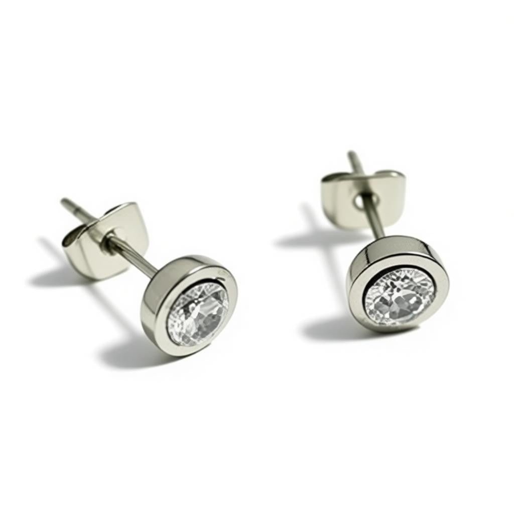 Oorstuds – Staal Zirkonia Transparant Zilverkleur (6mm) - Aramat Jewels - Oorbellen - cadeautip