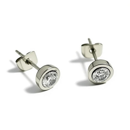 Oorstuds – Staal Zirkonia Transparant Zilverkleur (6mm) - Aramat Jewels - Oorbellen - cadeautip