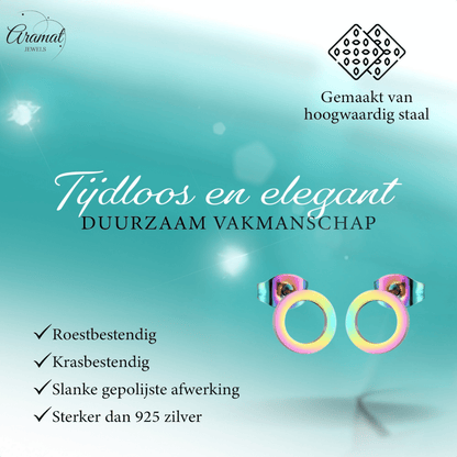 Open Cirkel Oorbellen Multikleur – 9mm - Aramat Jewels - Oorbellen - cadeautip