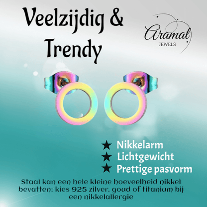 Open Cirkel Oorbellen Multikleur – 9mm - Aramat Jewels - Oorbellen - cadeautip