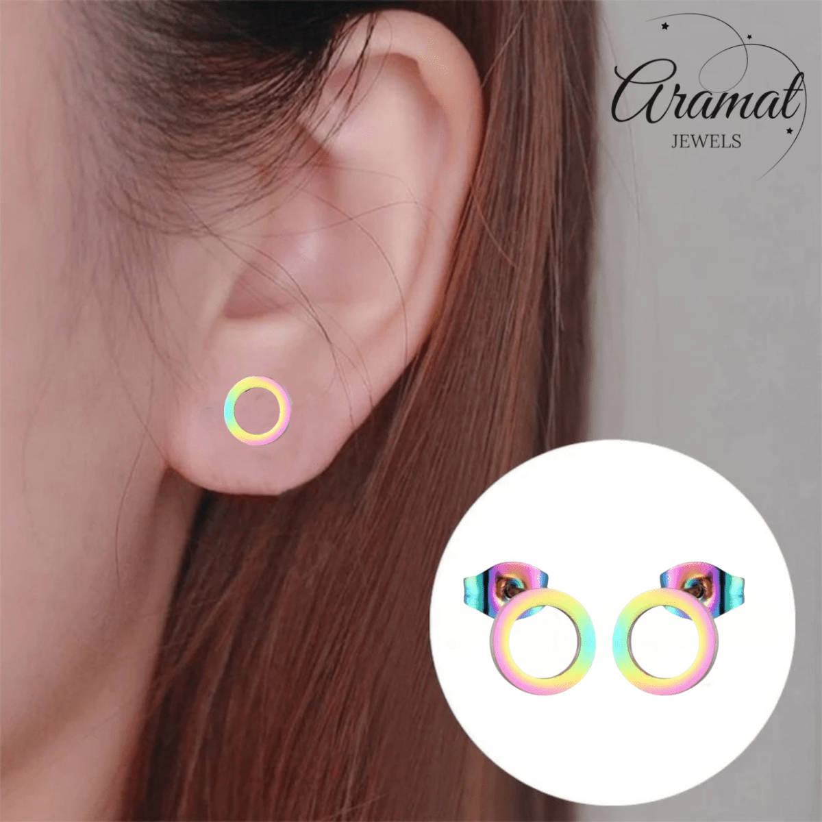 Open Cirkel Oorbellen Multikleur – 9mm - Aramat Jewels - Oorbellen - cadeautip