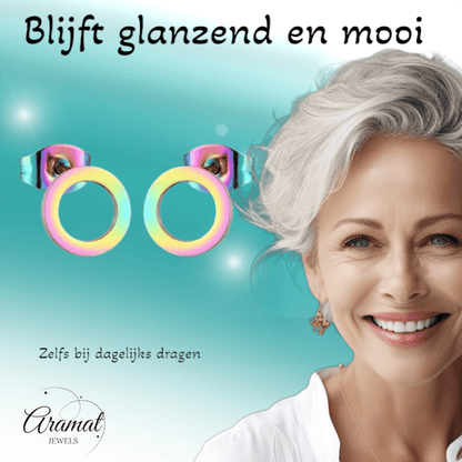 Open Cirkel Oorbellen Multikleur – 9mm - Aramat Jewels - Oorbellen - cadeautip