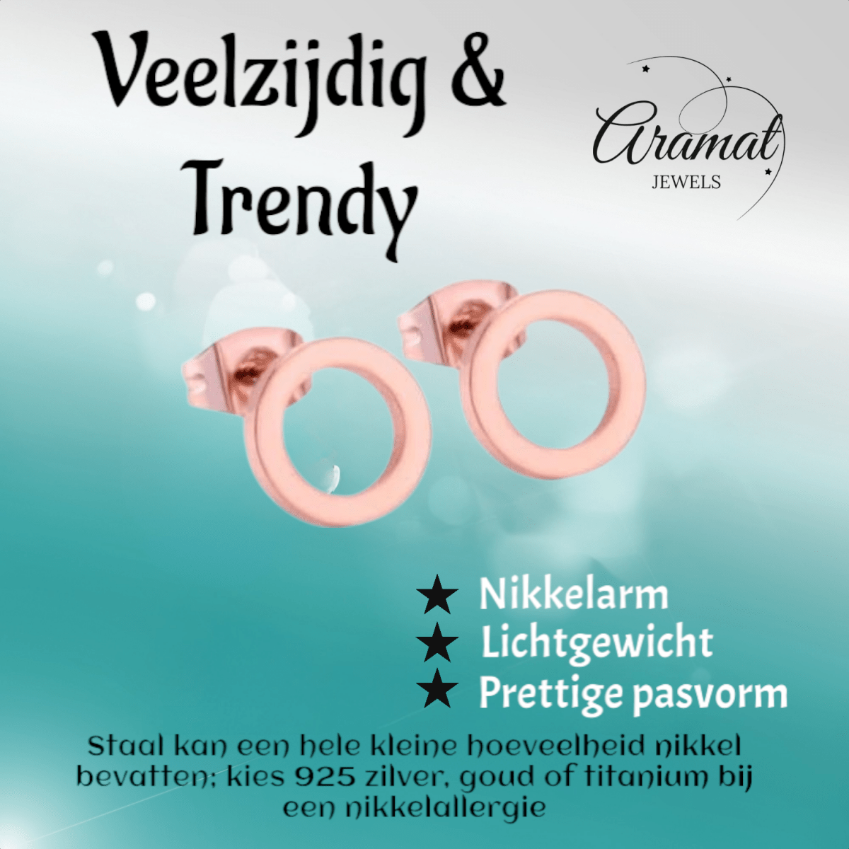 Open Cirkel Oorbellen Rosegoudkleur – 9mm - Aramat Jewels - Oorbellen - cadeautip