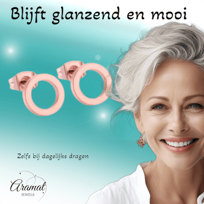 Open Cirkel Oorbellen Rosegoudkleur – 9mm - Aramat Jewels - Oorbellen - cadeautip