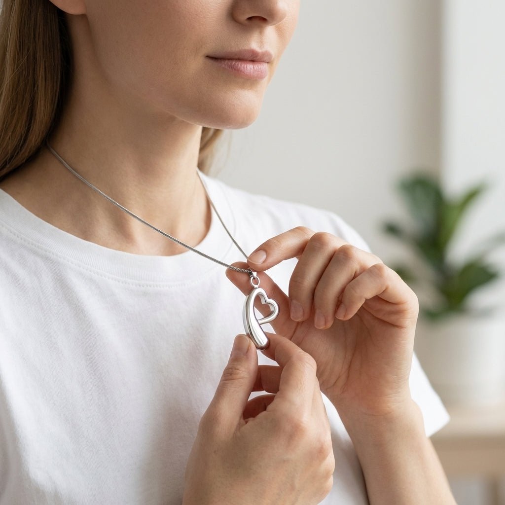 Open hart ashanger – rouwsieraad van staal - Aramat Jewels - Gedenkhangers - cadeautip
