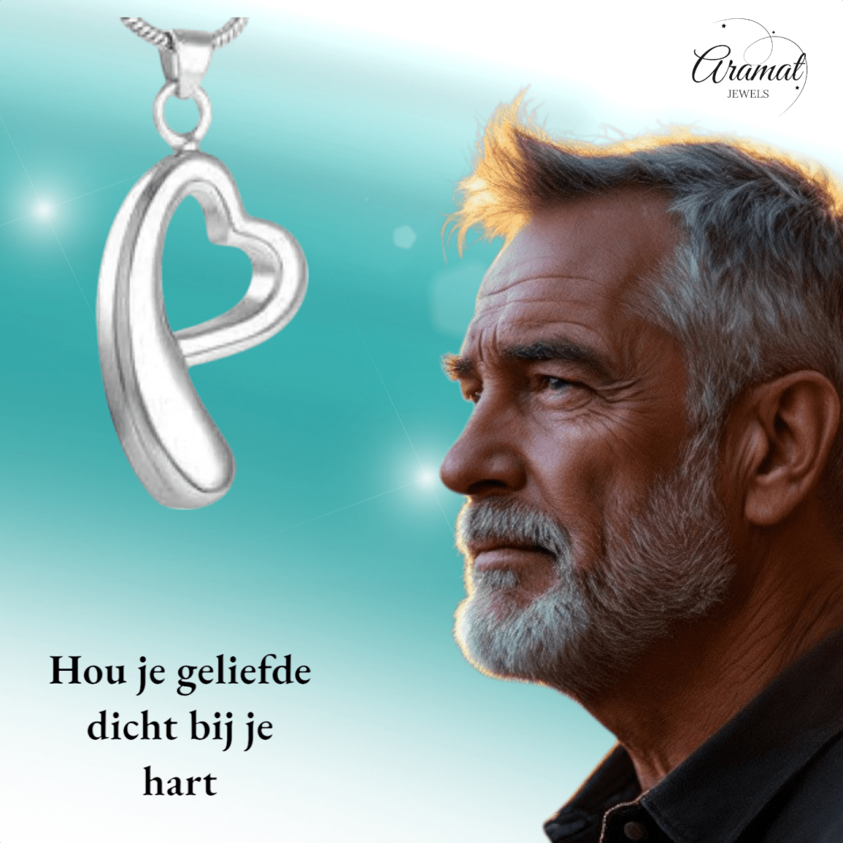 Open hart ashanger – rouwsieraad van staal - Aramat Jewels - Gedenkhangers - cadeautip