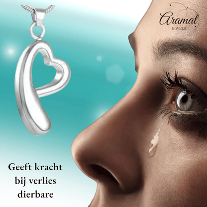 Open hart ashanger – rouwsieraad van staal - Aramat Jewels - Gedenkhangers - cadeautip
