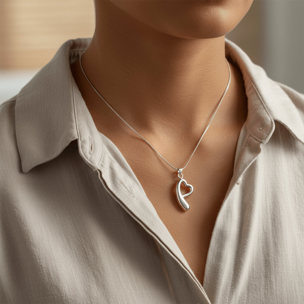 Open hart ashanger – rouwsieraad van staal - Aramat Jewels - Gedenkhangers - cadeautip