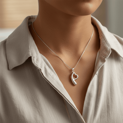 Open hart ashanger – rouwsieraad van staal - Aramat Jewels - Gedenkhangers - cadeautip