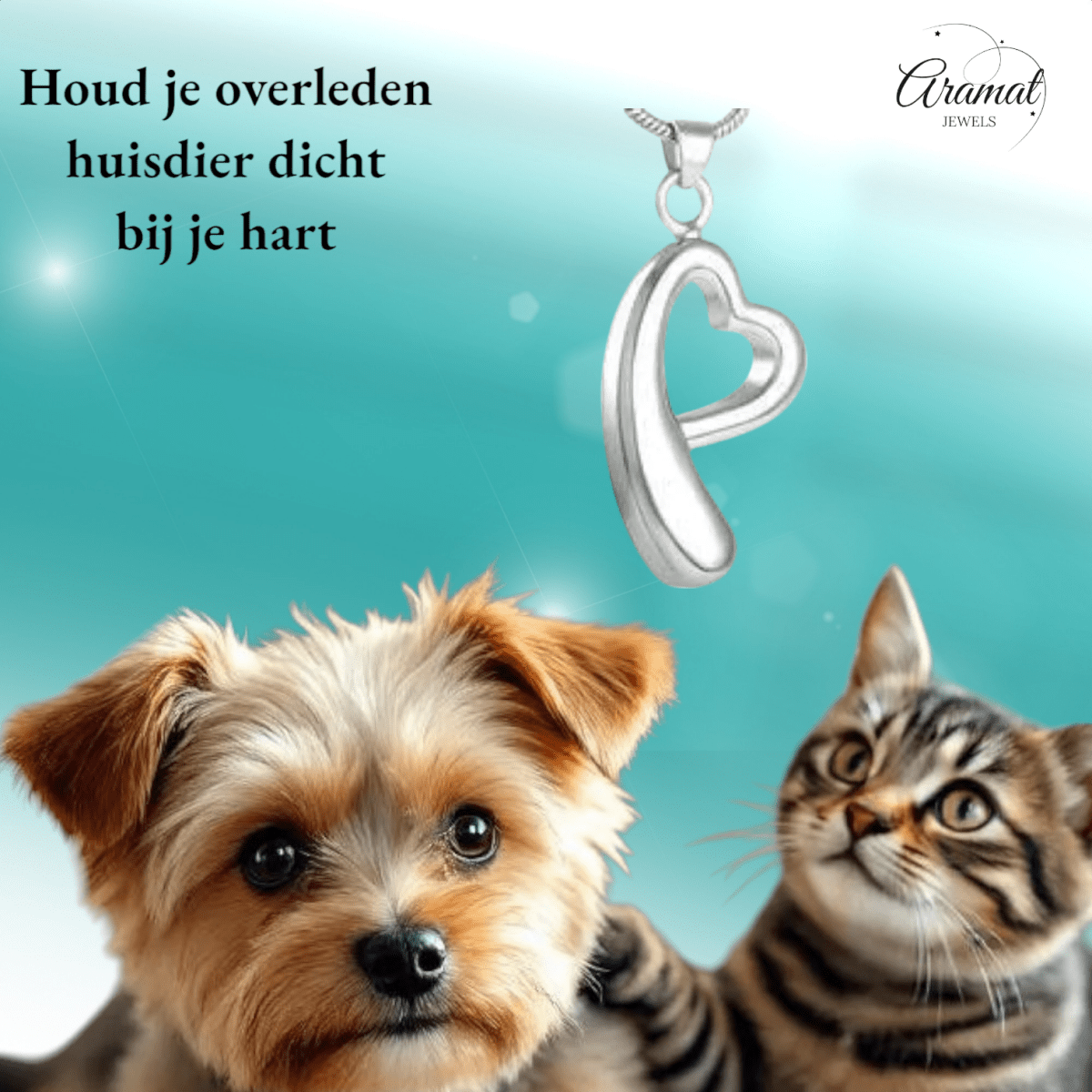 Open hart ashanger – rouwsieraad van staal - Aramat Jewels - Gedenkhangers - cadeautip