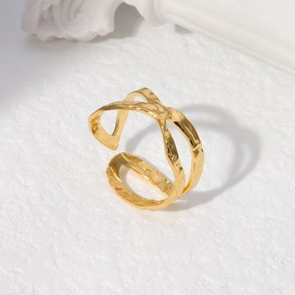 Open Ring Gehamerd Staal (RVS Verstelbaar) - Aramat Jewels - Ringen - cadeautip