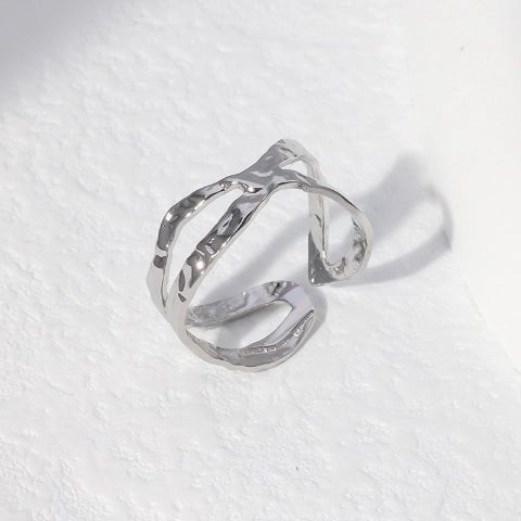 Open Ring Gehamerd Staal (RVS Verstelbaar) - Aramat Jewels - Ringen - cadeautip