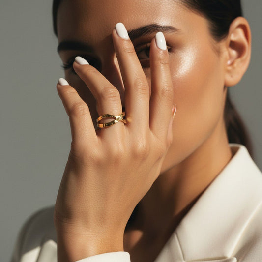 Open Ring Gehamerd Staal (RVS Verstelbaar) - Aramat Jewels - Ringen - cadeautip