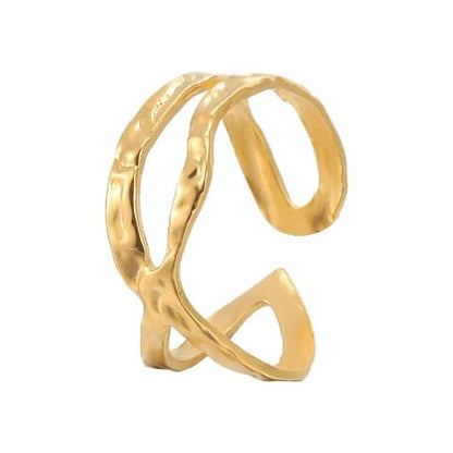 Open Ring Gehamerd Staal (RVS Verstelbaar) - Aramat Jewels - Ringen - cadeautip