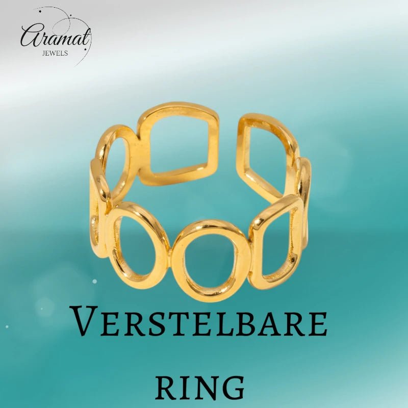 Open Ring met Ovale en Vierkante Schakels (Zilver - of Goudkleurig RVS) - Aramat Jewels - Ringen - cadeautip