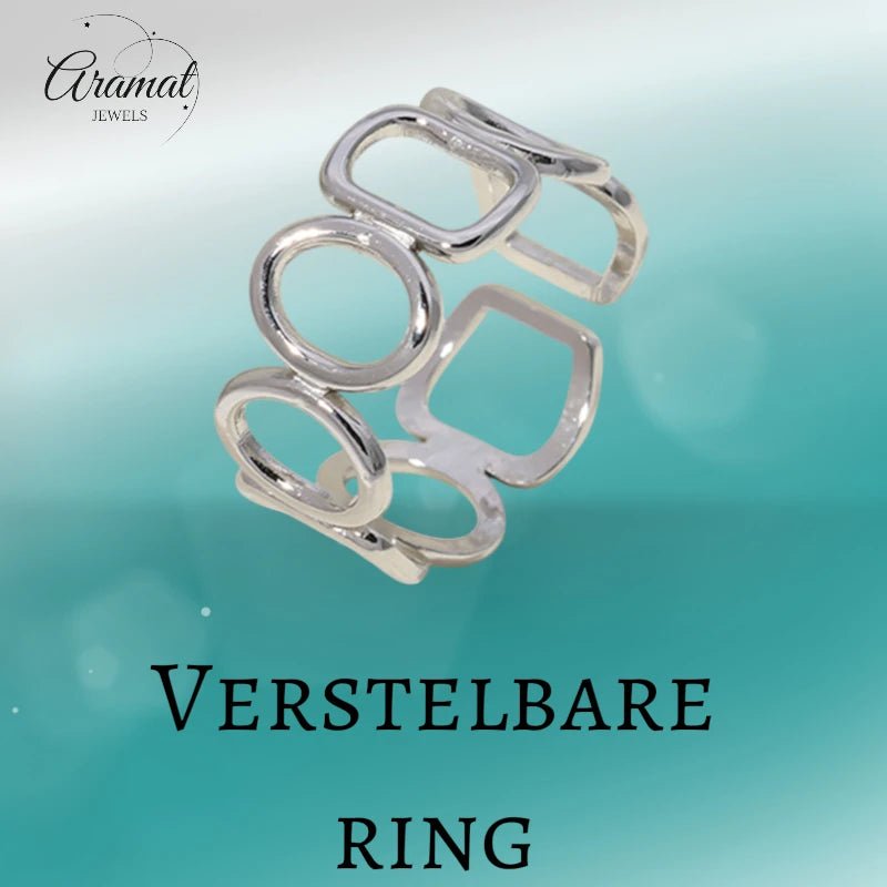 Open Ring met Ovale en Vierkante Schakels (Zilver - of Goudkleurig RVS) - Aramat Jewels - Ringen - cadeautip