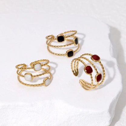 Open Ring Minimalistisch met Vierhoek en Emaille (Verstelbaar) - Aramat Jewels - Ringen - cadeautip