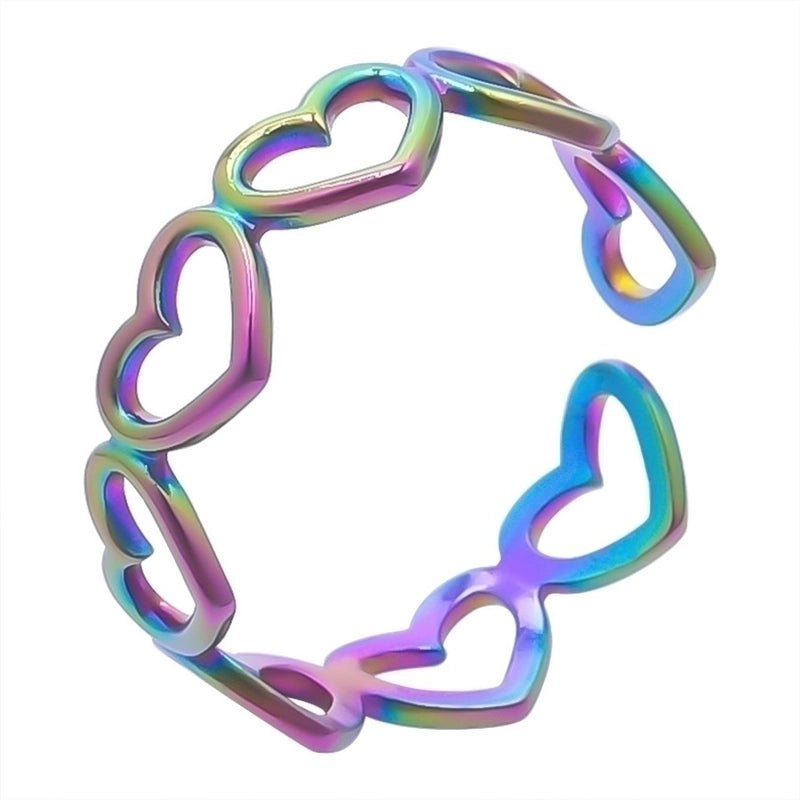 Open Ring RVS Hartjes Schakel (Multicolor, Zilver - of Goudkleur) - Aramat Jewels - Ringen - cadeautip