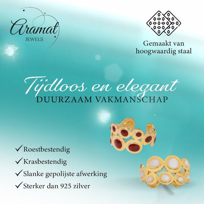 Open Ring RVS met Cirkelmotief en Emaille (12 mm) - Aramat Jewels - Ringen - cadeautip