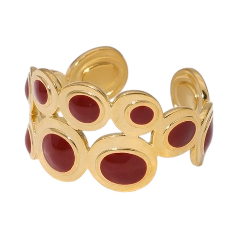 Open Ring RVS met Cirkelmotief en Emaille (12 mm) - Aramat Jewels - Ringen - cadeautip