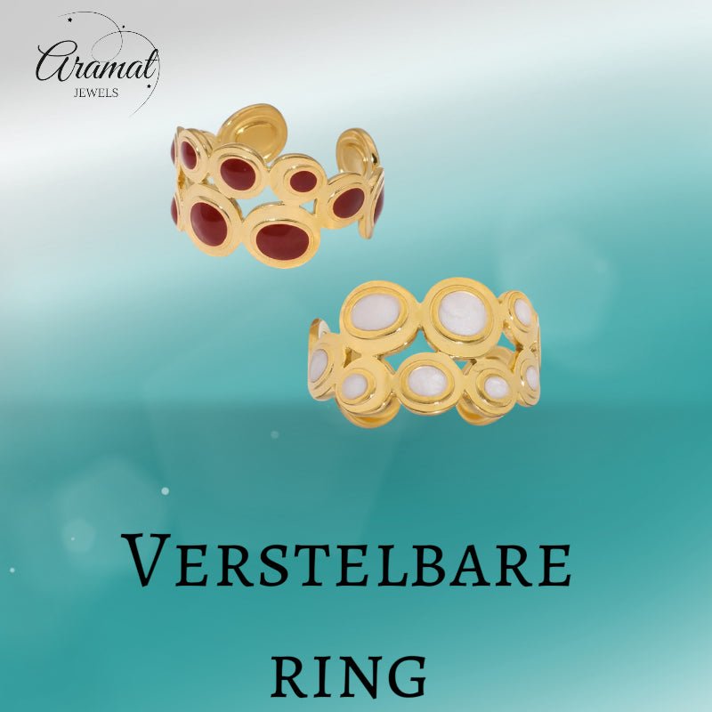 Open Ring RVS met Cirkelmotief en Emaille (12 mm) - Aramat Jewels - Ringen - cadeautip