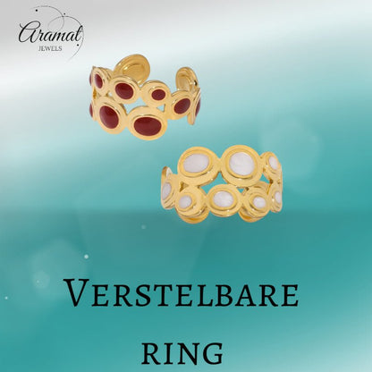 Open Ring RVS met Cirkelmotief en Emaille (12 mm) - Aramat Jewels - Ringen - cadeautip