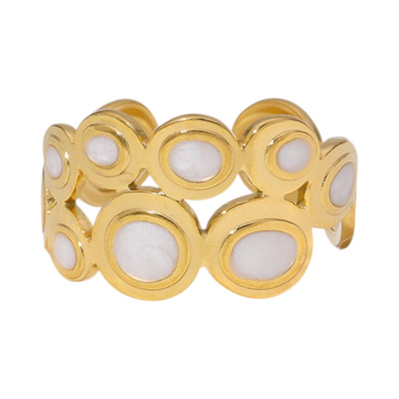 Open Ring RVS met Cirkelmotief en Emaille (12 mm) - Aramat Jewels - Ringen - cadeautip