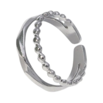 Open Ring RVS met Dot en Gehamerde Lijn (7 mm) - Aramat Jewels - Ringen - cadeautip