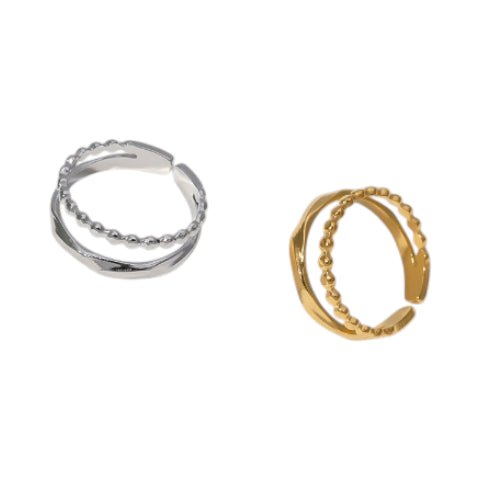 Open Ring RVS met Dot en Gehamerde Lijn (7 mm) - Aramat Jewels - Ringen - cadeautip