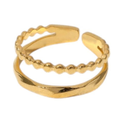 Open Ring RVS met Dot en Gehamerde Lijn (7 mm) - Aramat Jewels - Ringen - cadeautip