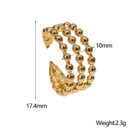 Open Ring RVS met Drie Bolletjeslijnen (10 mm) - Aramat Jewels - Ringen - cadeautip