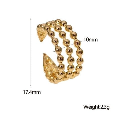 Open Ring RVS met Drie Bolletjeslijnen (10 mm) - Aramat Jewels - Ringen - cadeautip