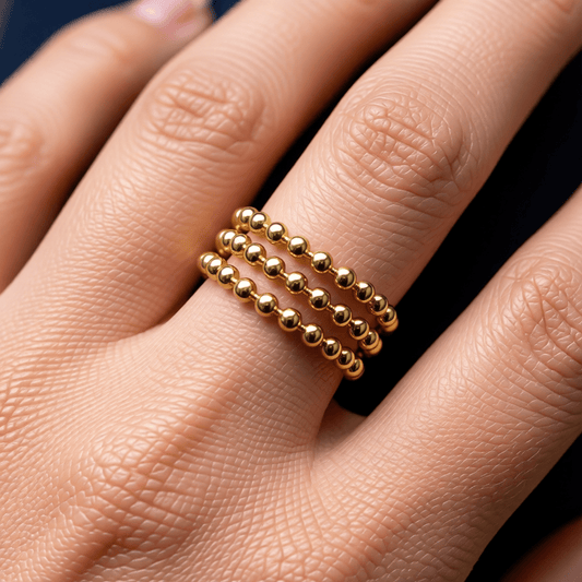 Open Ring RVS met Drie Bolletjeslijnen (10 mm) - Aramat Jewels - Ringen - cadeautip