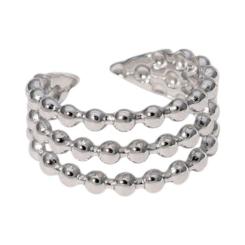 Open Ring RVS met Drie Bolletjeslijnen (10 mm) - Aramat Jewels - Ringen - cadeautip